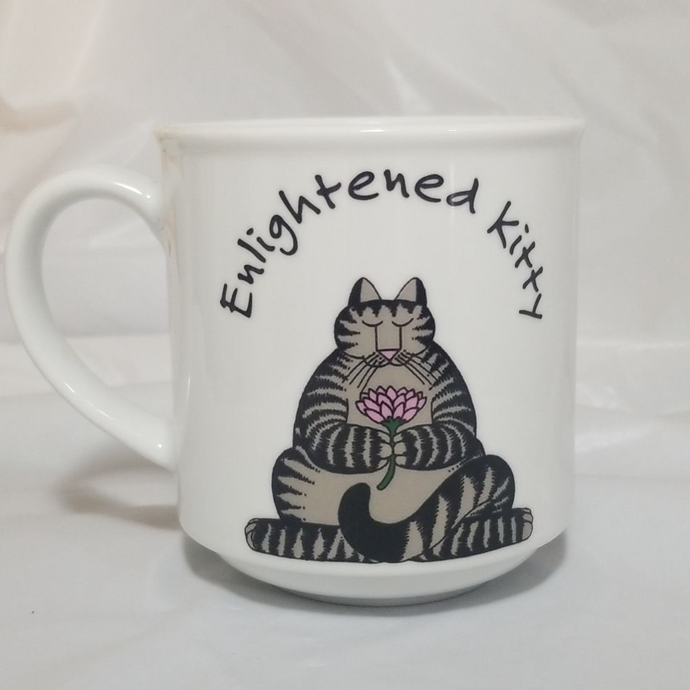 Rare Enlightened Kitty 20oz BHG White Art Mug
